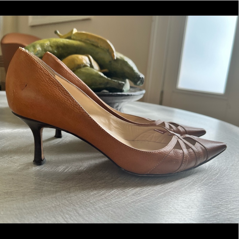 Jimmy Choo Tan Kitten Heels 38.5